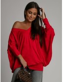 Multifunctional dress/tunic/blouse with batwing sleeves 3 in 1 red FG632